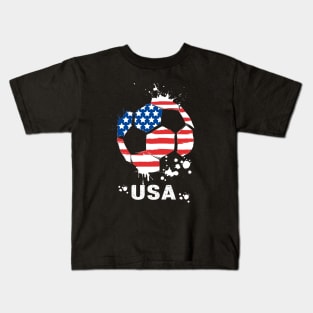 USA World Cup 2022, Funny US Soccer American Flag Soccer Team 2022 Kids T-Shirt